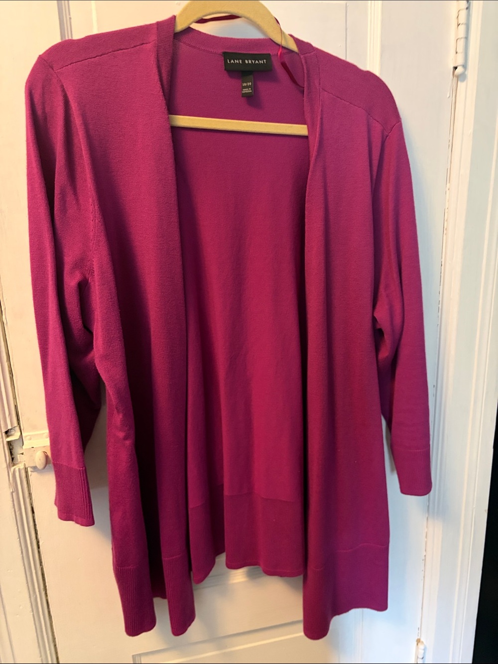 Lane Bryant Magenta Open-Front Cardigan
